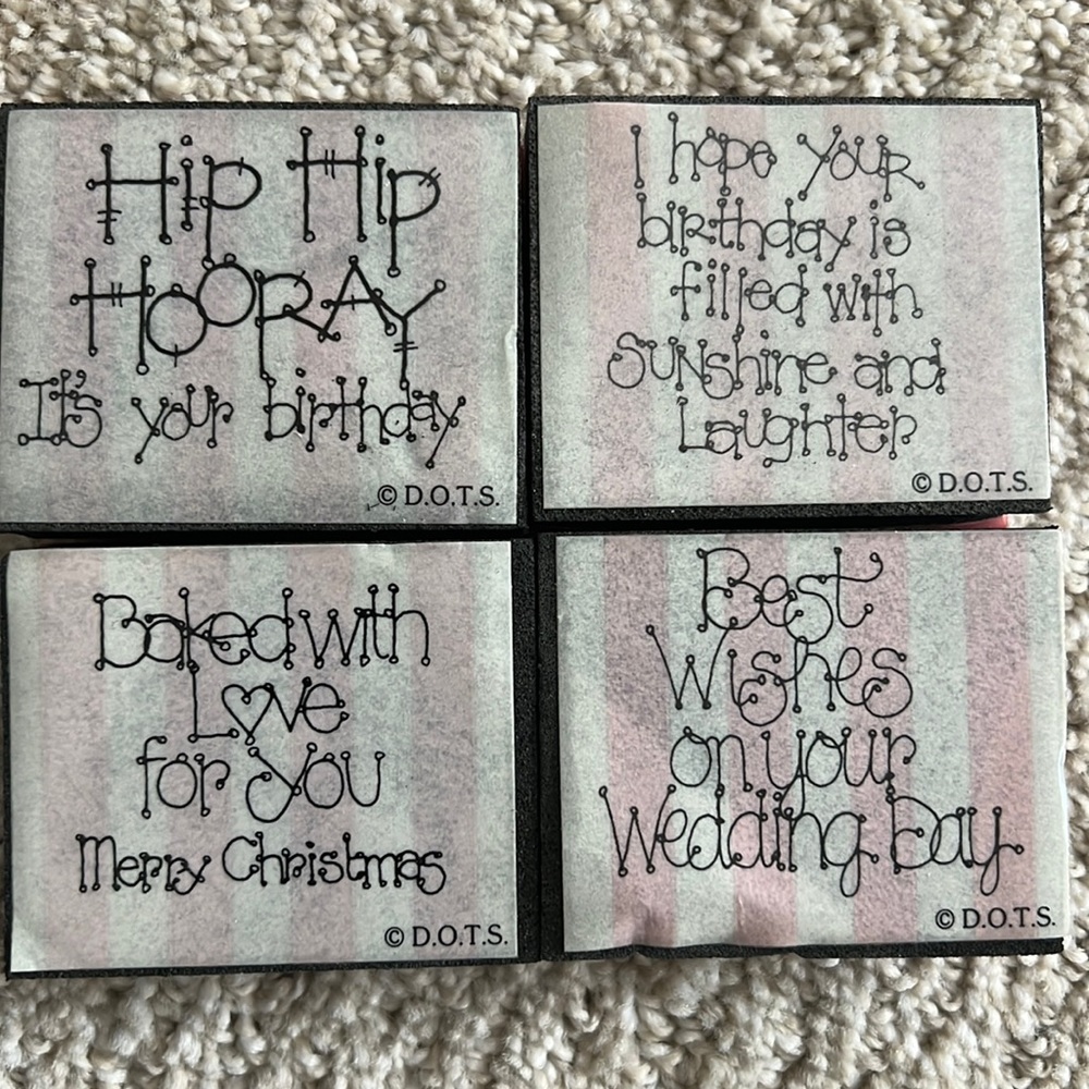 Vintage DOTS rubber stamps lot of 4